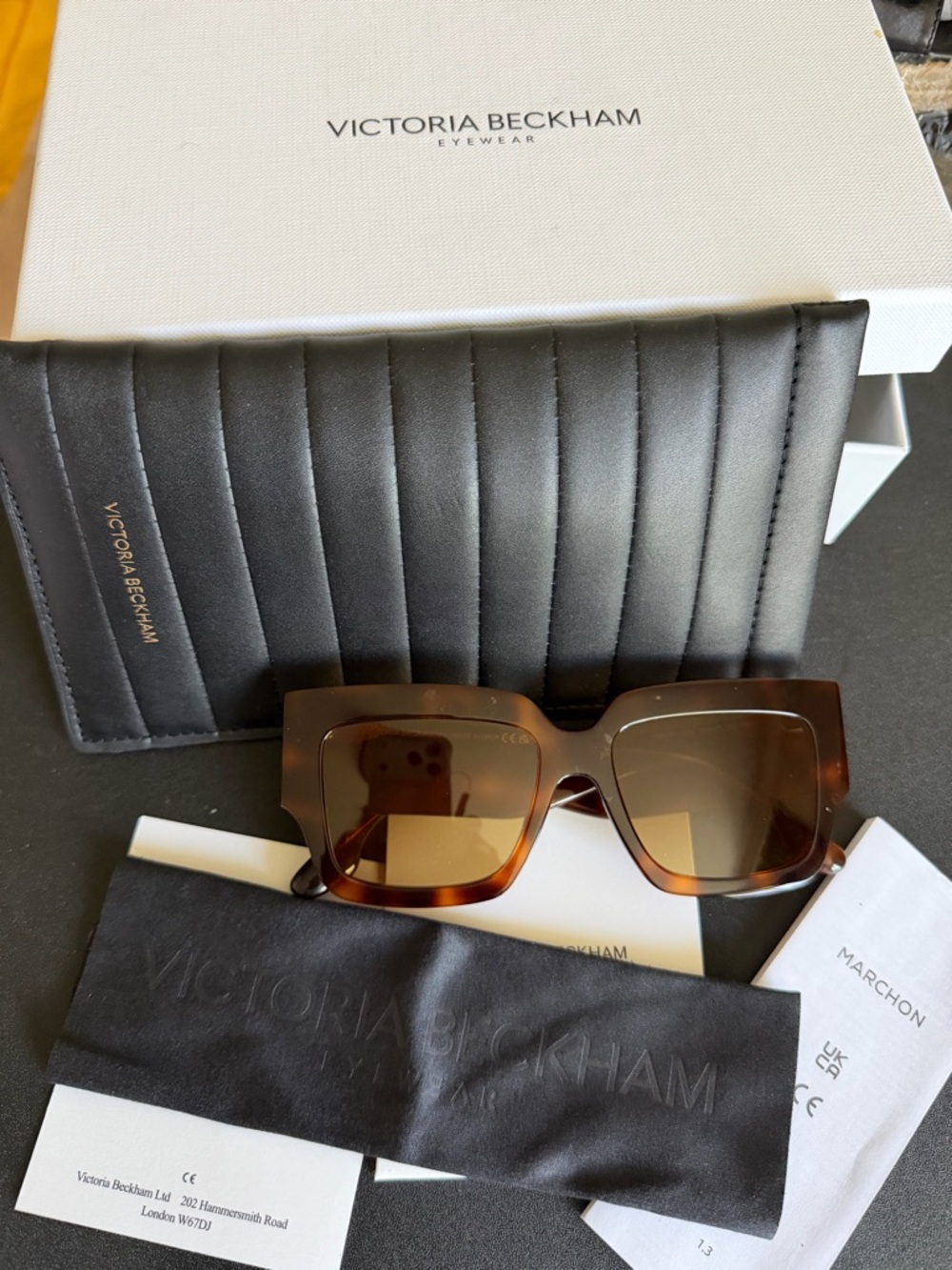 VICTORIA BECKHAM VB667S 215 Square Brand New Box Sunglasses Brown Fill Rim $469